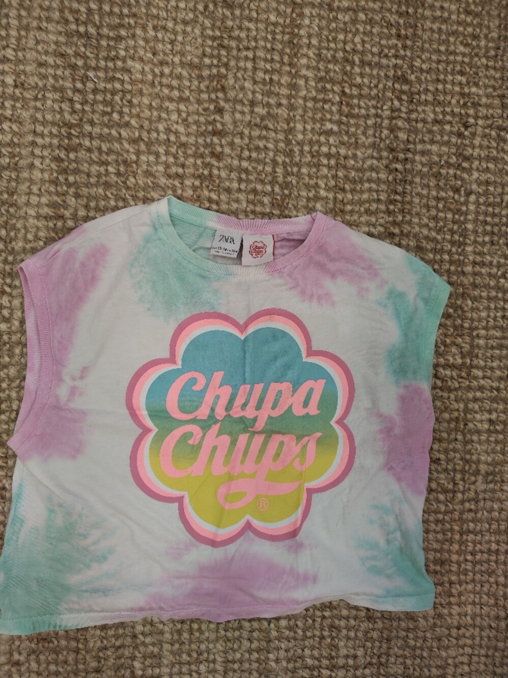 Zara Pink & Mint Tie-Dye Chupa Chups Graphic Tank Top